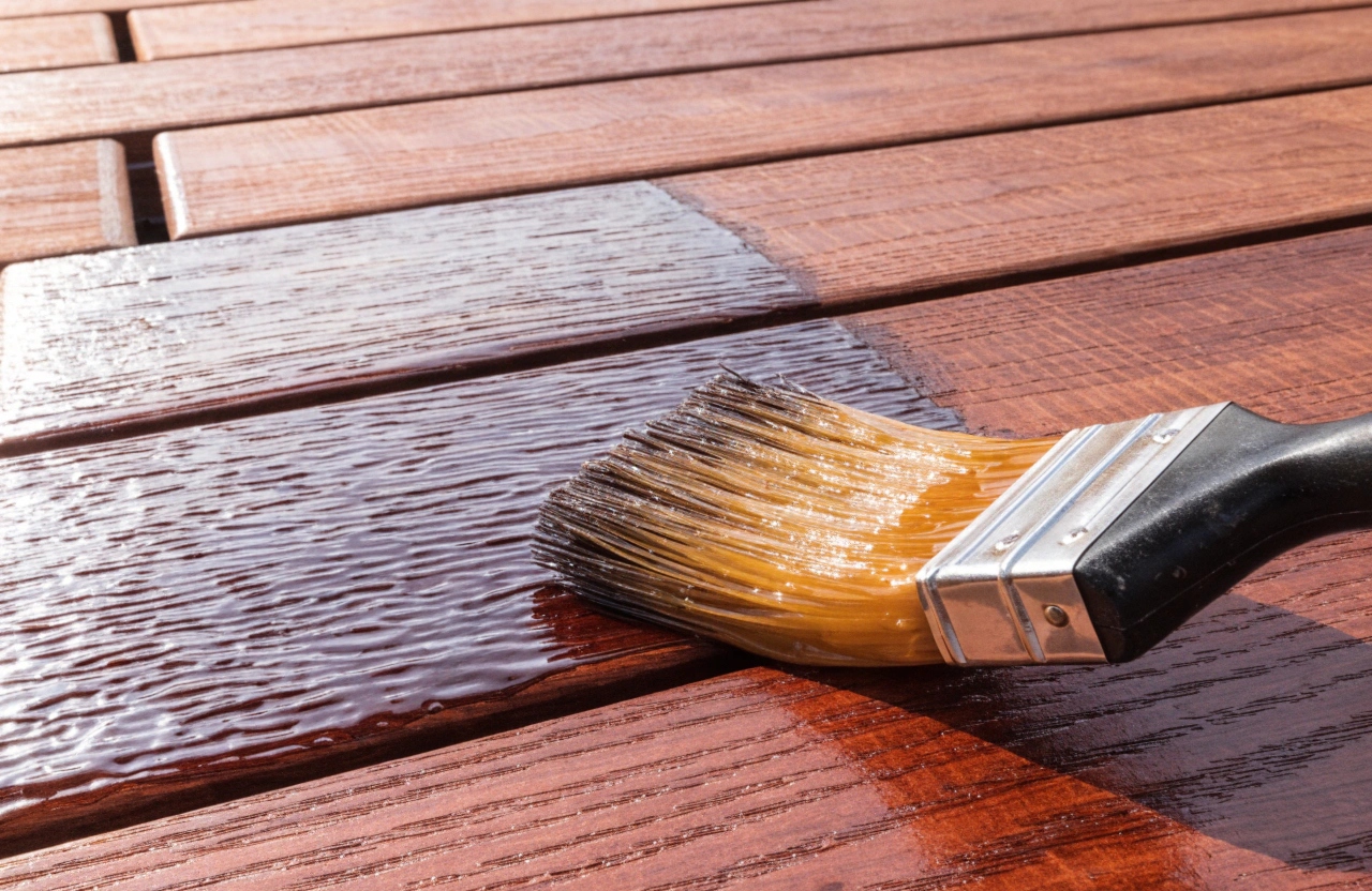 Applying penetrating oil to a Merbau deck