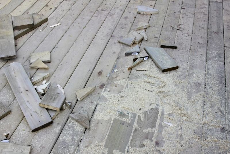several pieces of broken woods in a deck