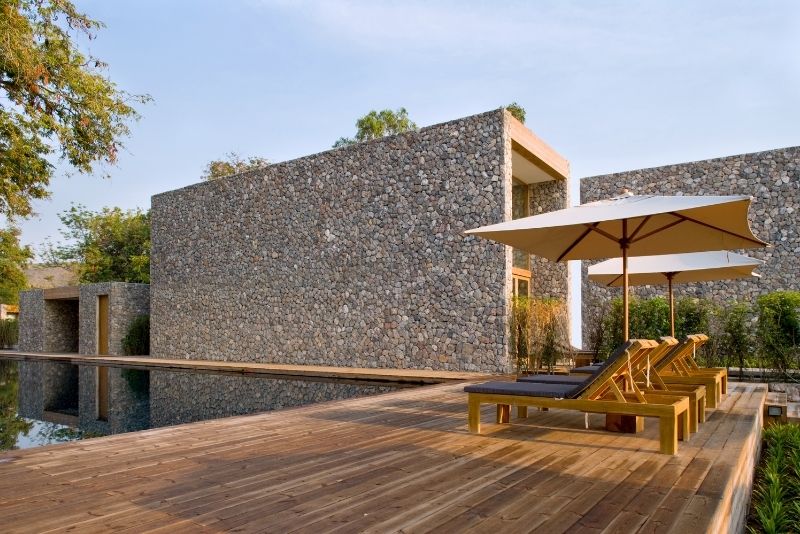 calm pool water with durable decking