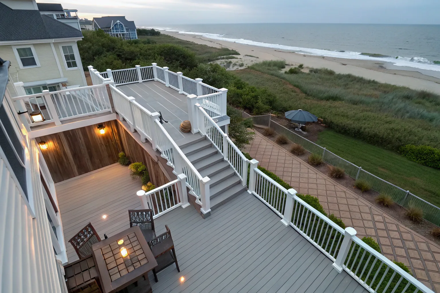 Timber deck with three clear access points to the backyard