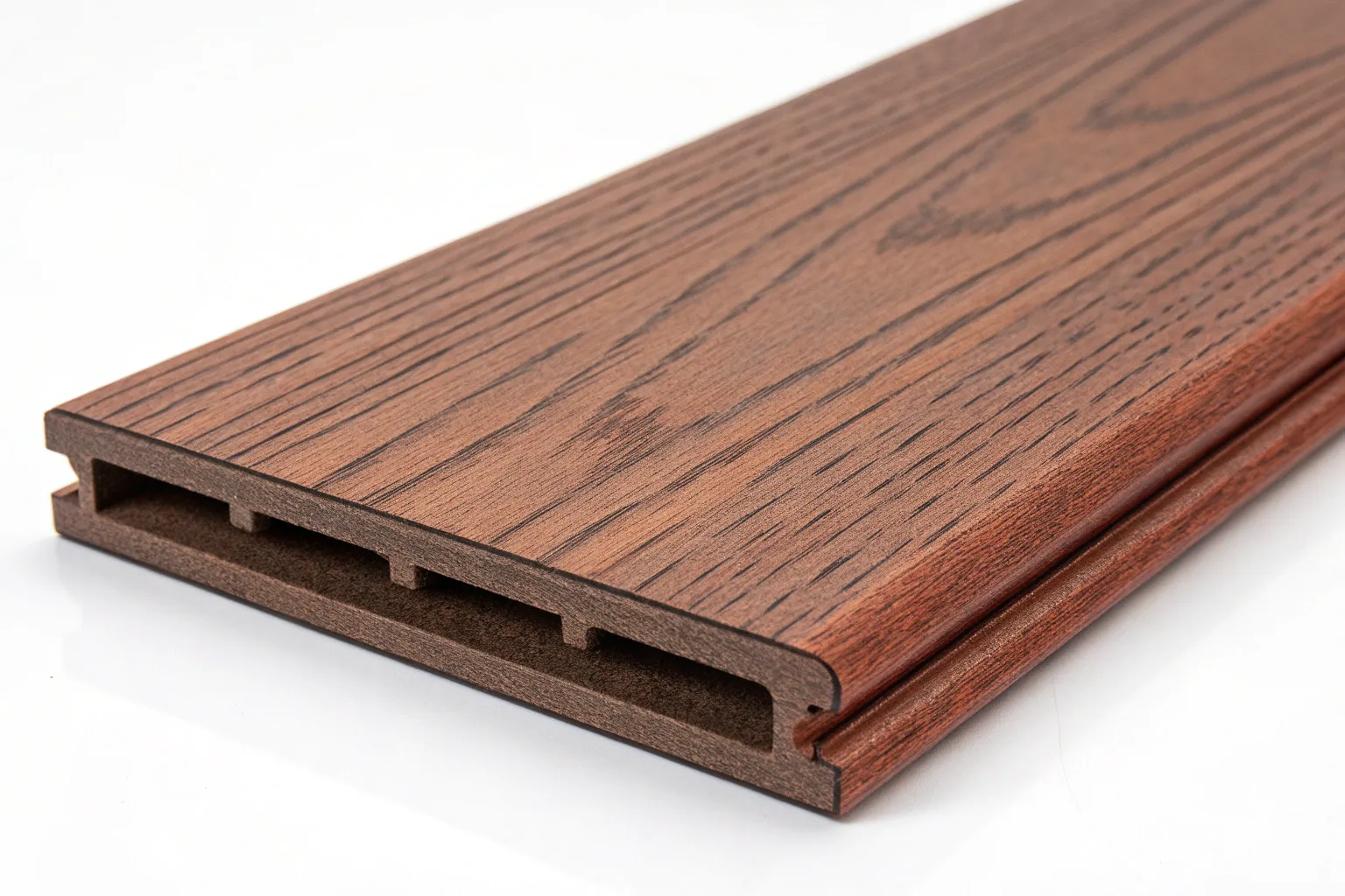Close-up of Ekodeck Plus composite decking board texture