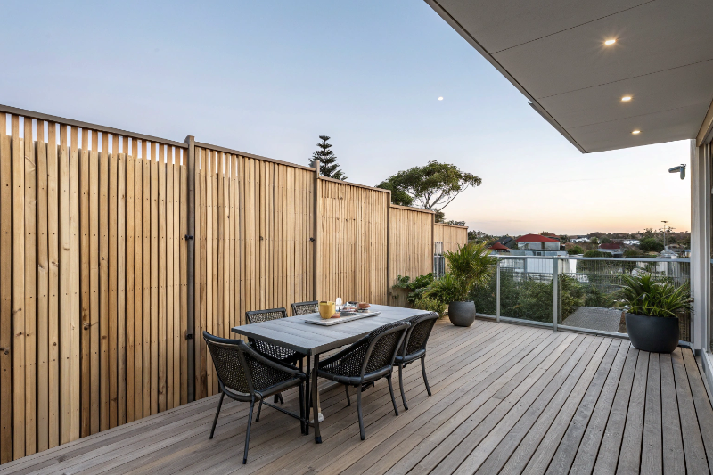 Full height deck privacy wall screening neighbors Australian home
